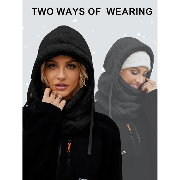 Fleece Balaclava Ski Black Mask Men Women Winter Face Mask Windproof Hood Neck - Picture 7 of 7